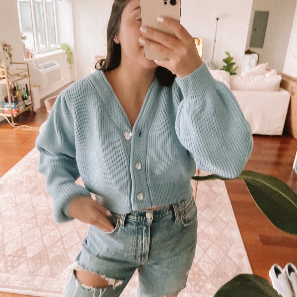 Blue Cropped Sweater - Picture 4 of 4